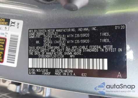 2020 Toyota Highlander Limited from USA, damaged, VIN 5TDDZRBH7LS012338